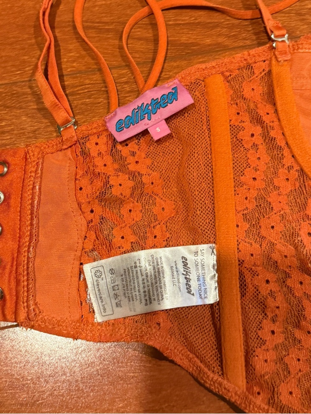 Edikted Rust Lace Bustier Corset Top , size S - Picture 7 of 7